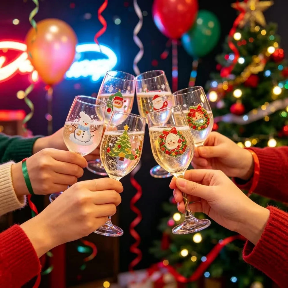 Copas de vino con diseños navideños de JollyVibe
